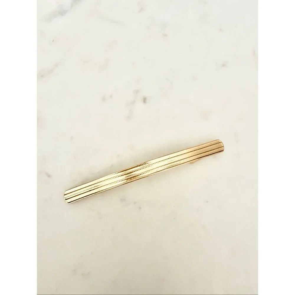 Nordstrom Gold Tone French Barrette Hair Clip Minimalist Textured Metal - Paris